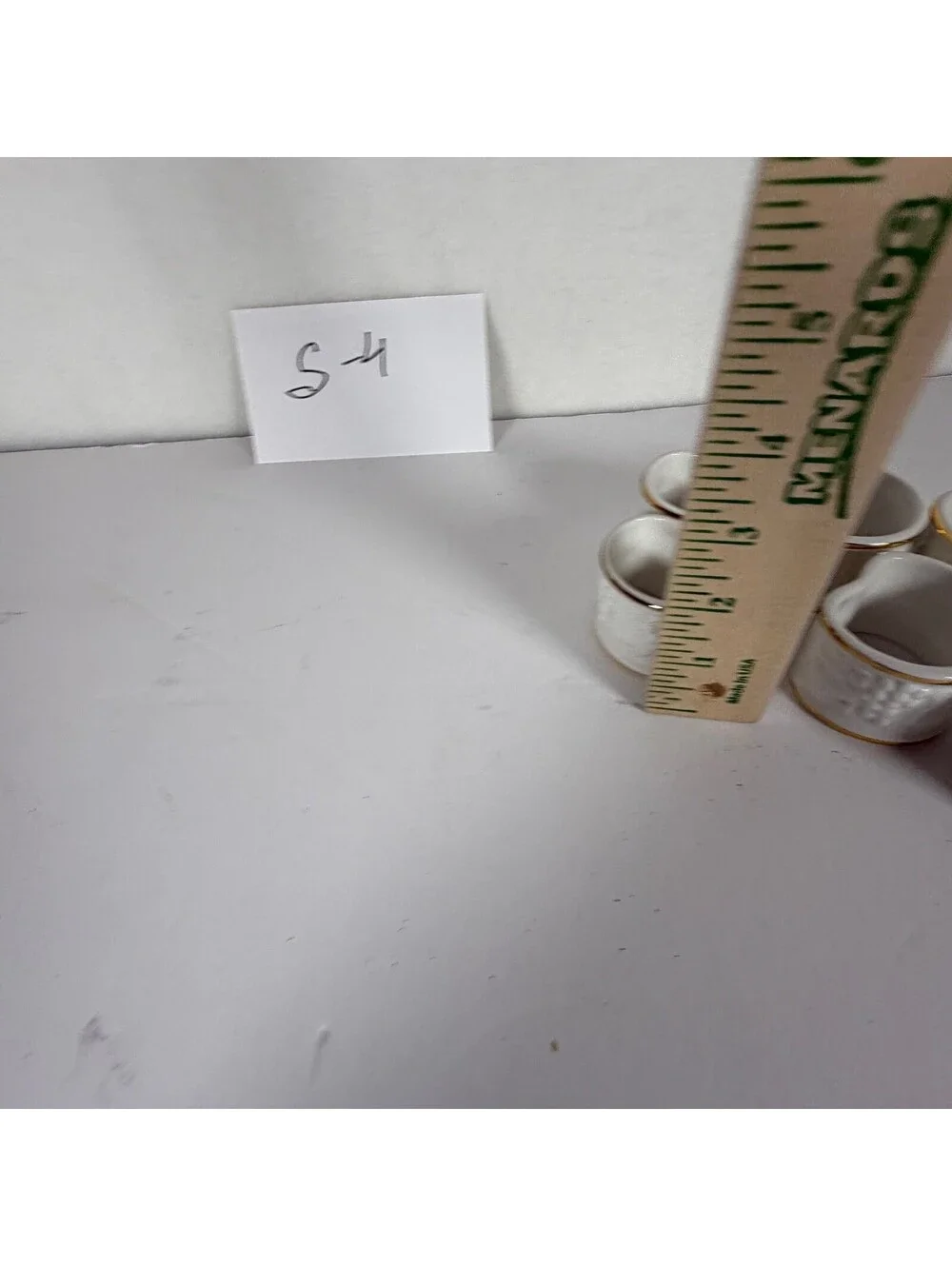 Set of 6 Vintage White Ceramic Napkin Rings Gold Trim Grapevine Embossed Design